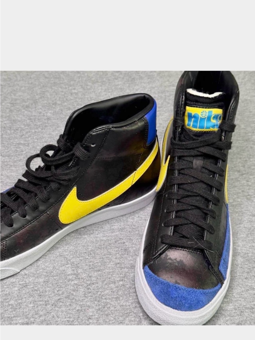 Nike Blazer Mid '77 Vintage Peace Love and Basketball Black Blue Yellow 8.5